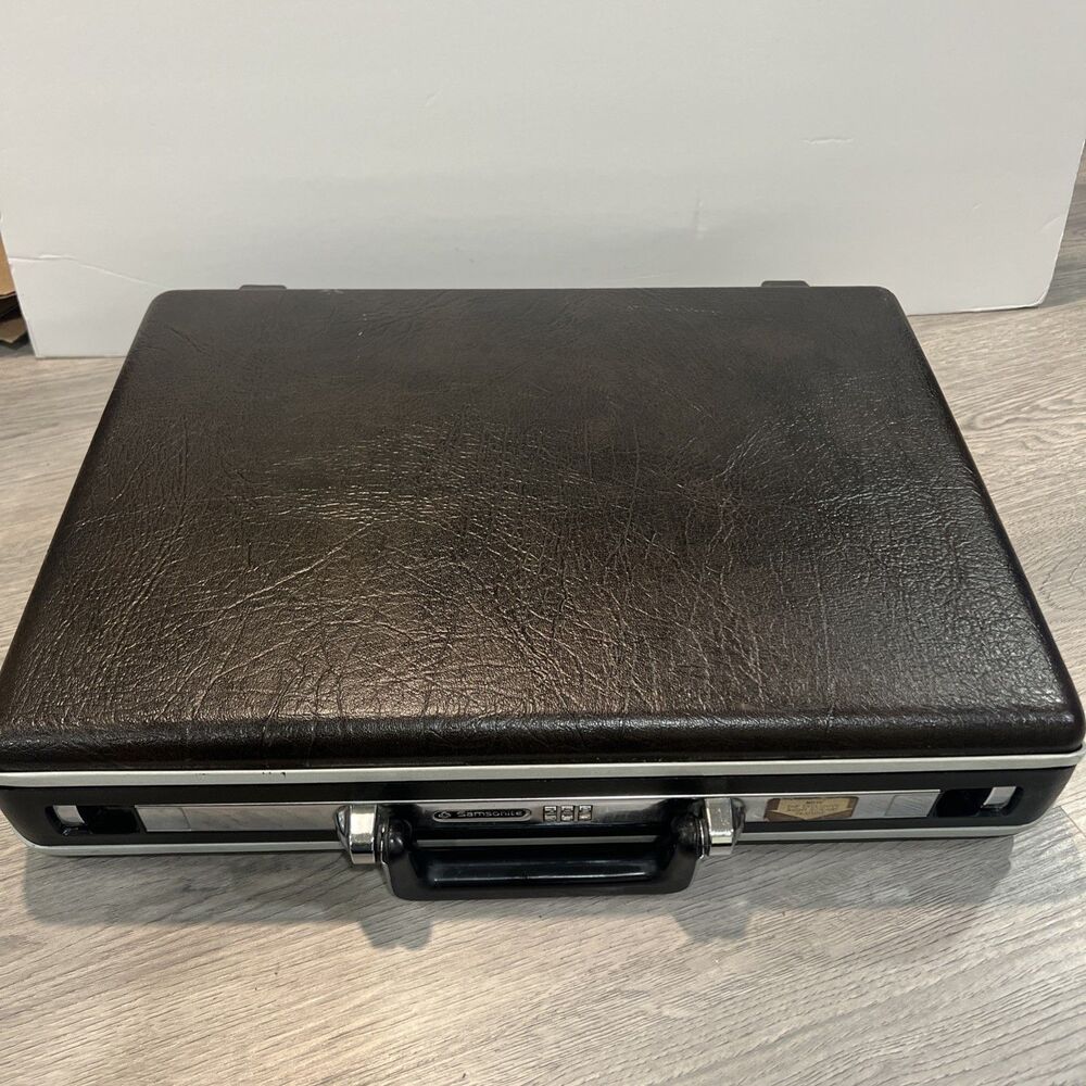 Samsonite Attache Briefcase Omega Combination Lock Hard Shell Brown Vintage